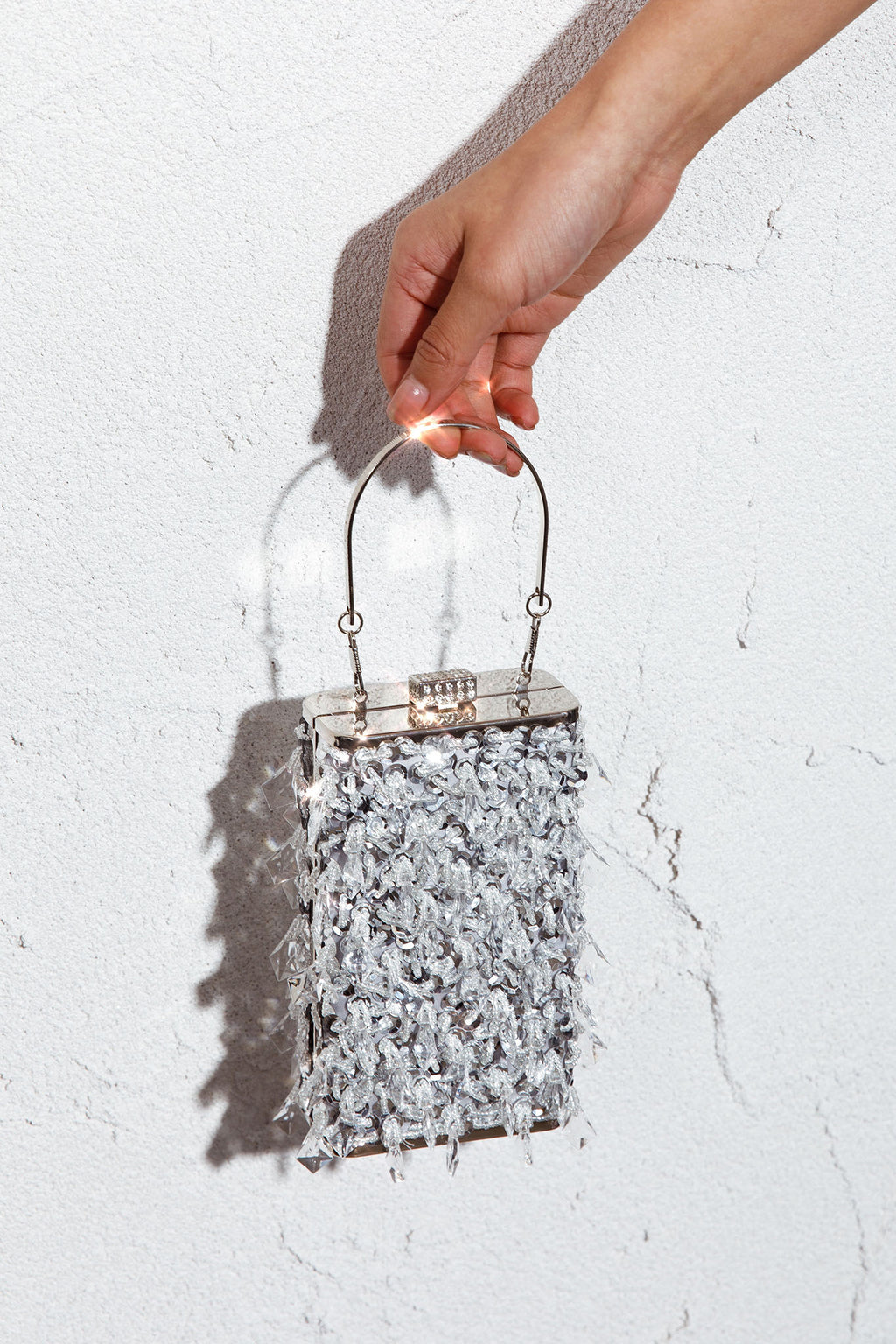 Dancing In September Sequin Rectangle Bag Silver by Selfie Leslie