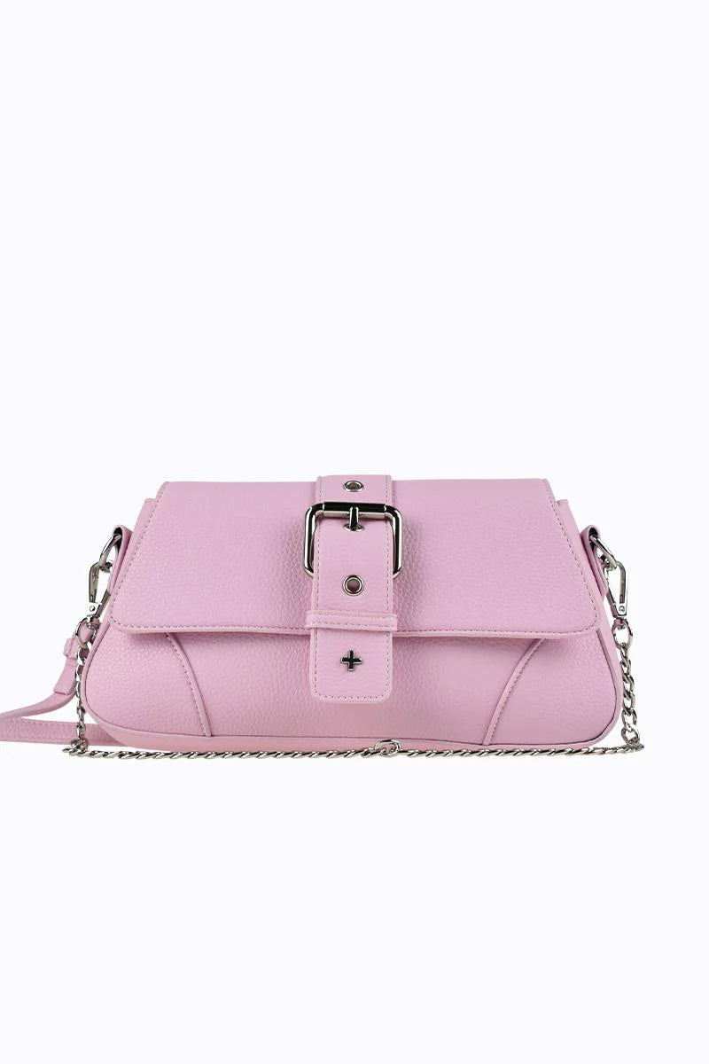 Peta And Jain Maddy Buckle Shoulder Bag Chain Pink by Selfie Leslie