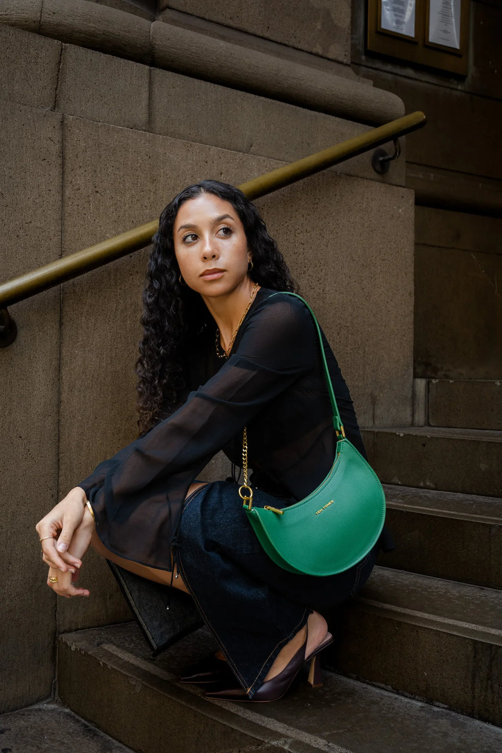 TEN TONES Grayson Moon Bag Green by Selfie Leslie