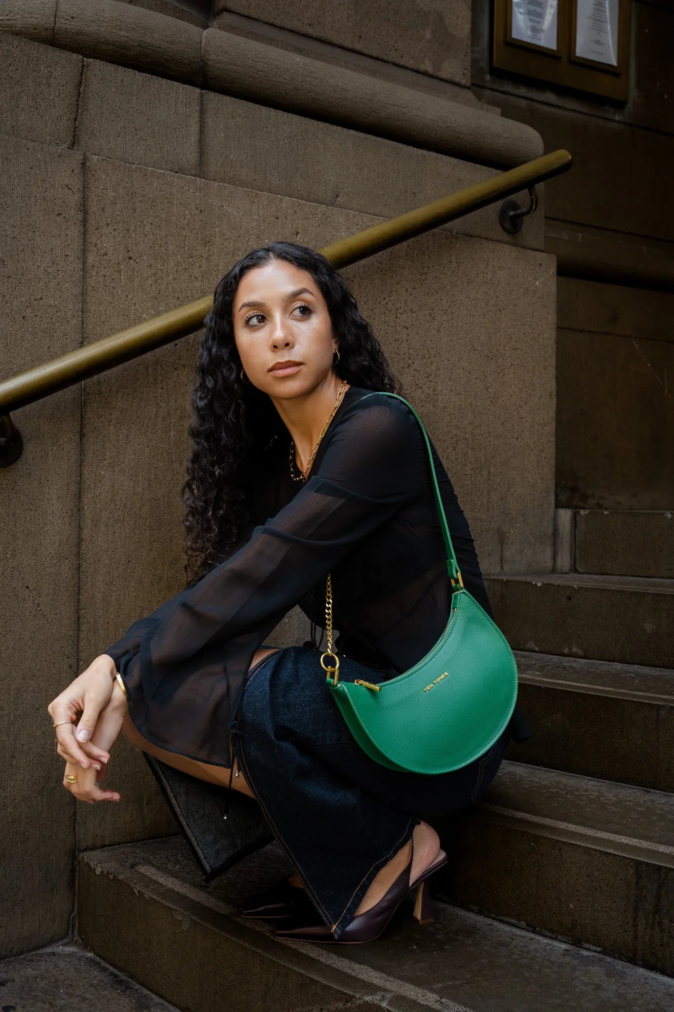 TEN TONES Grayson Moon Bag Green by Selfie Leslie