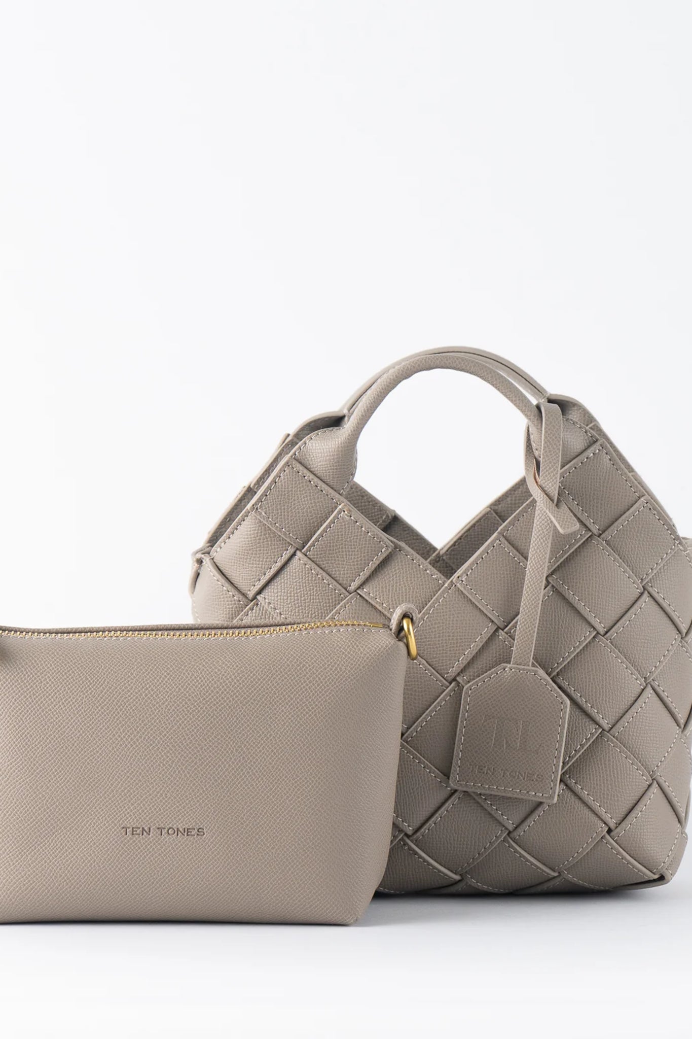 TEN TONES Clementine Woven Mini Tote Beige by Selfie Leslie