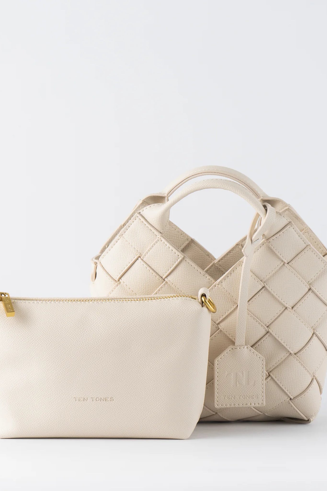 TEN TONES Clementine Woven Mini Tote Cream by Selfie Leslie