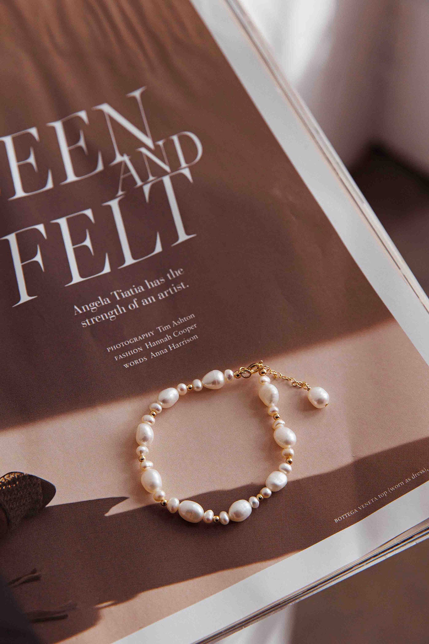 Chantel Baroque Pearl Bracelet Gold by Selfie Leslie