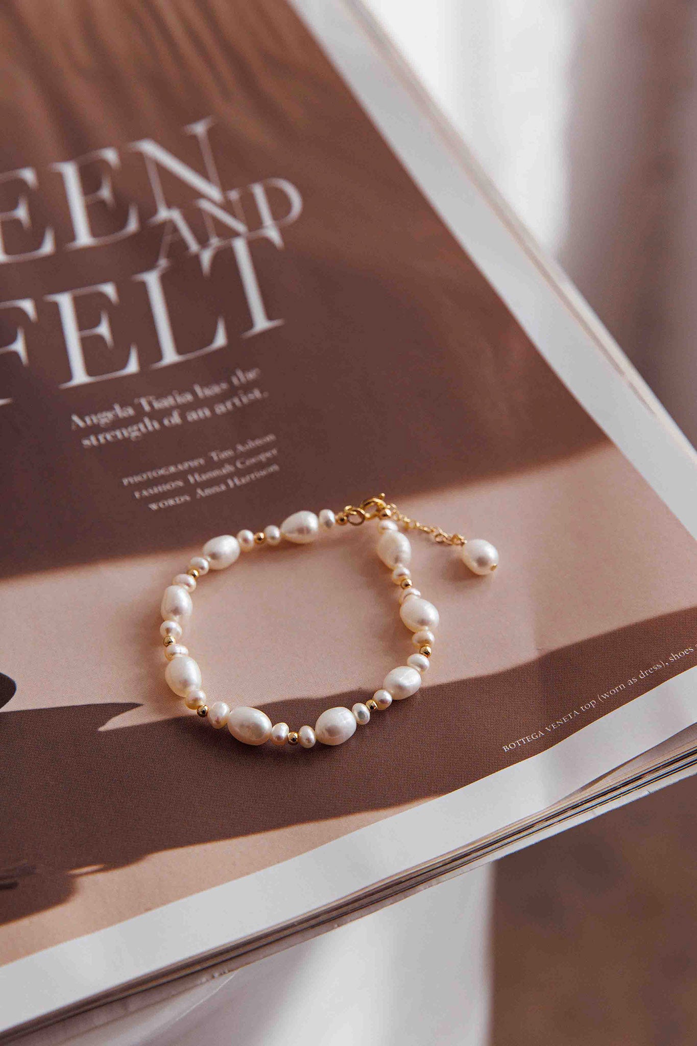 Chantel Baroque Pearl Bracelet Gold by Selfie Leslie