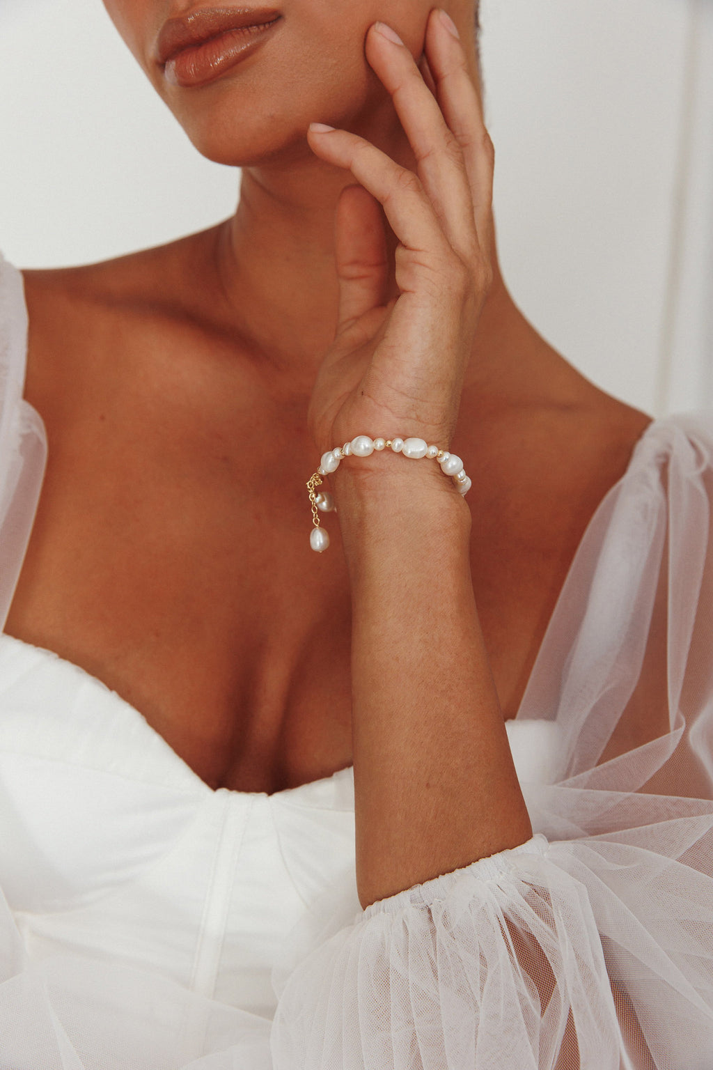 Chantel Baroque Pearl Bracelet Gold by Selfie Leslie