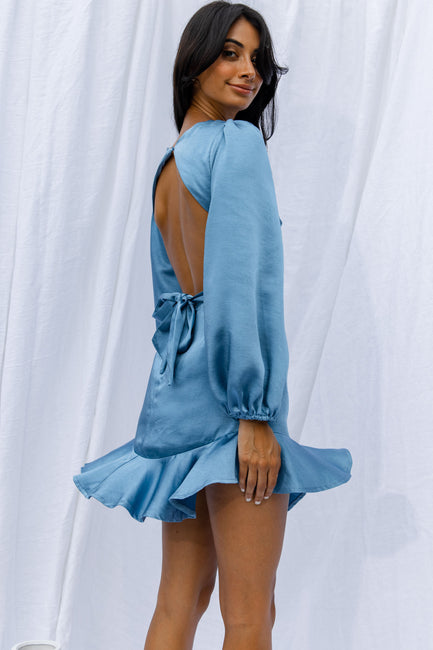 Playa Vista Long Sleeve Frill Hem Dress Peach