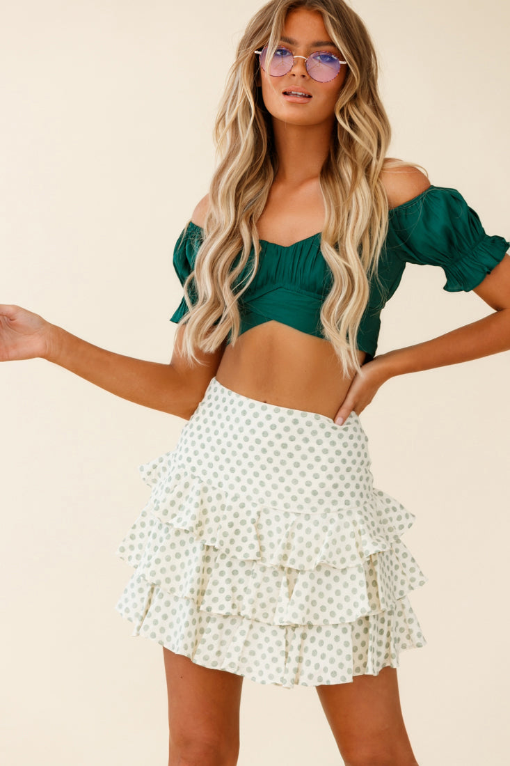 Let Them Eat Cake Triple Ruffle Skirt Green by Selfie Leslie