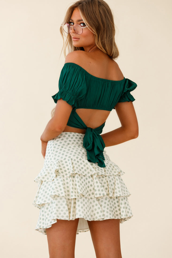Let Them Eat Cake Triple Ruffle Skirt Green by Selfie Leslie