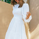 Secret Garden Long Sleeve Smocked Bodice Dress White
