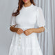 Secret Garden Puff Sleeve Smocked Bodice Dress White