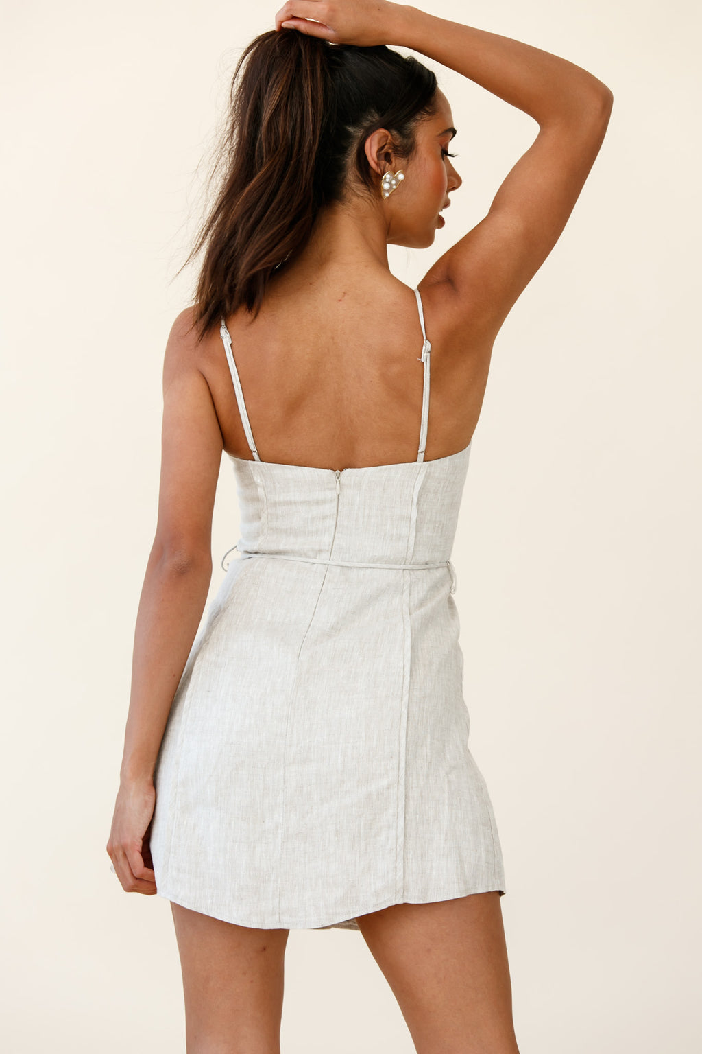 Sacramento Faux Placket Button Detail Dress Natural by Selfie Leslie