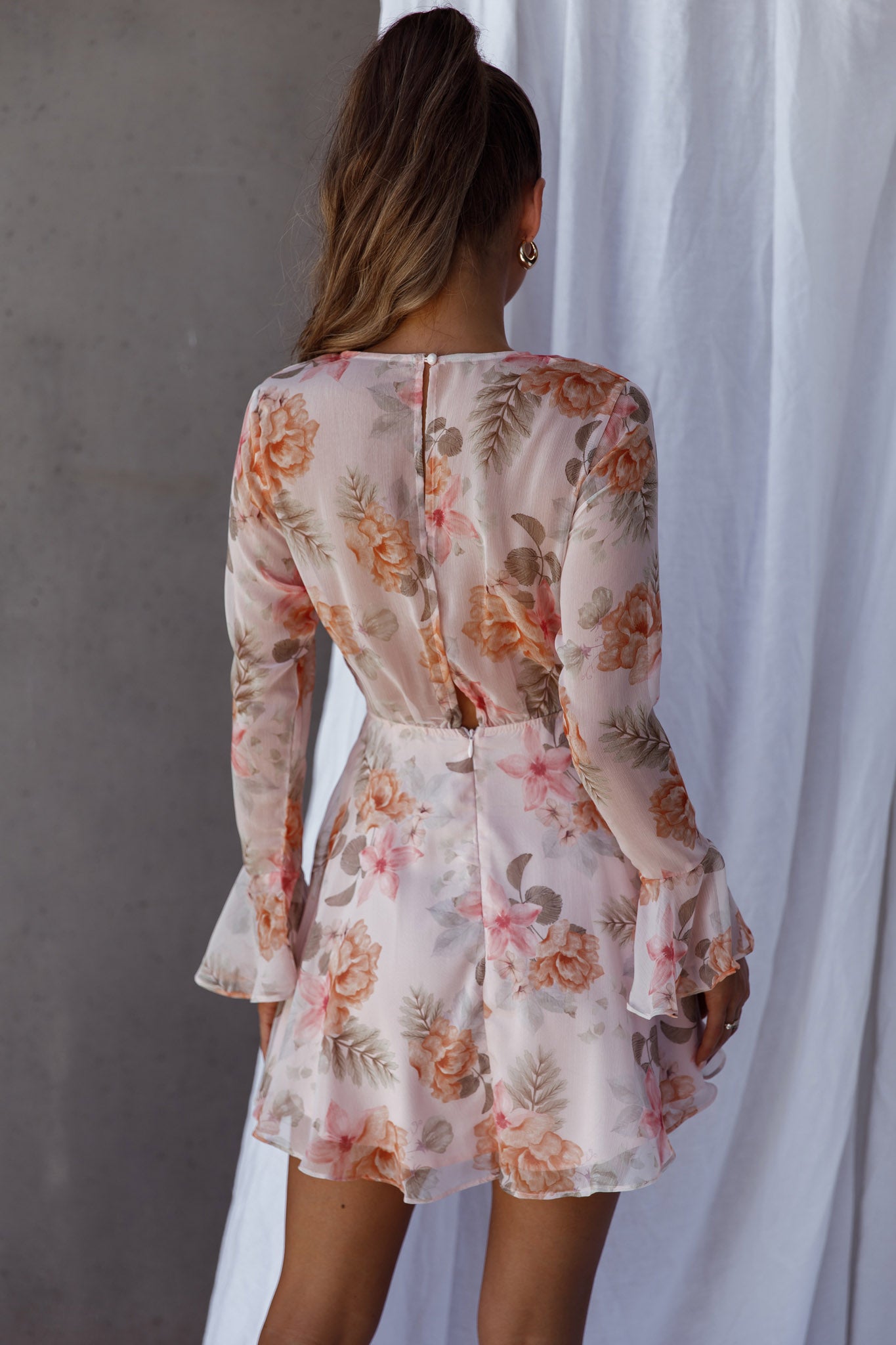 Unconditional Tied Front Dress Floral Blush by Selfie Leslie
