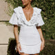 Shay Ruffle Lace Trim Mini Dress White