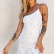 Eiza One Shoulder Sequin Embellished Dress White
