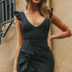Seanna Cascading Ruffle Feature Strappy Back Dress Black