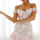 Sweet Melody Sweetheart Neckline Off-Shoulder Dress Floral Print Nude/Pink