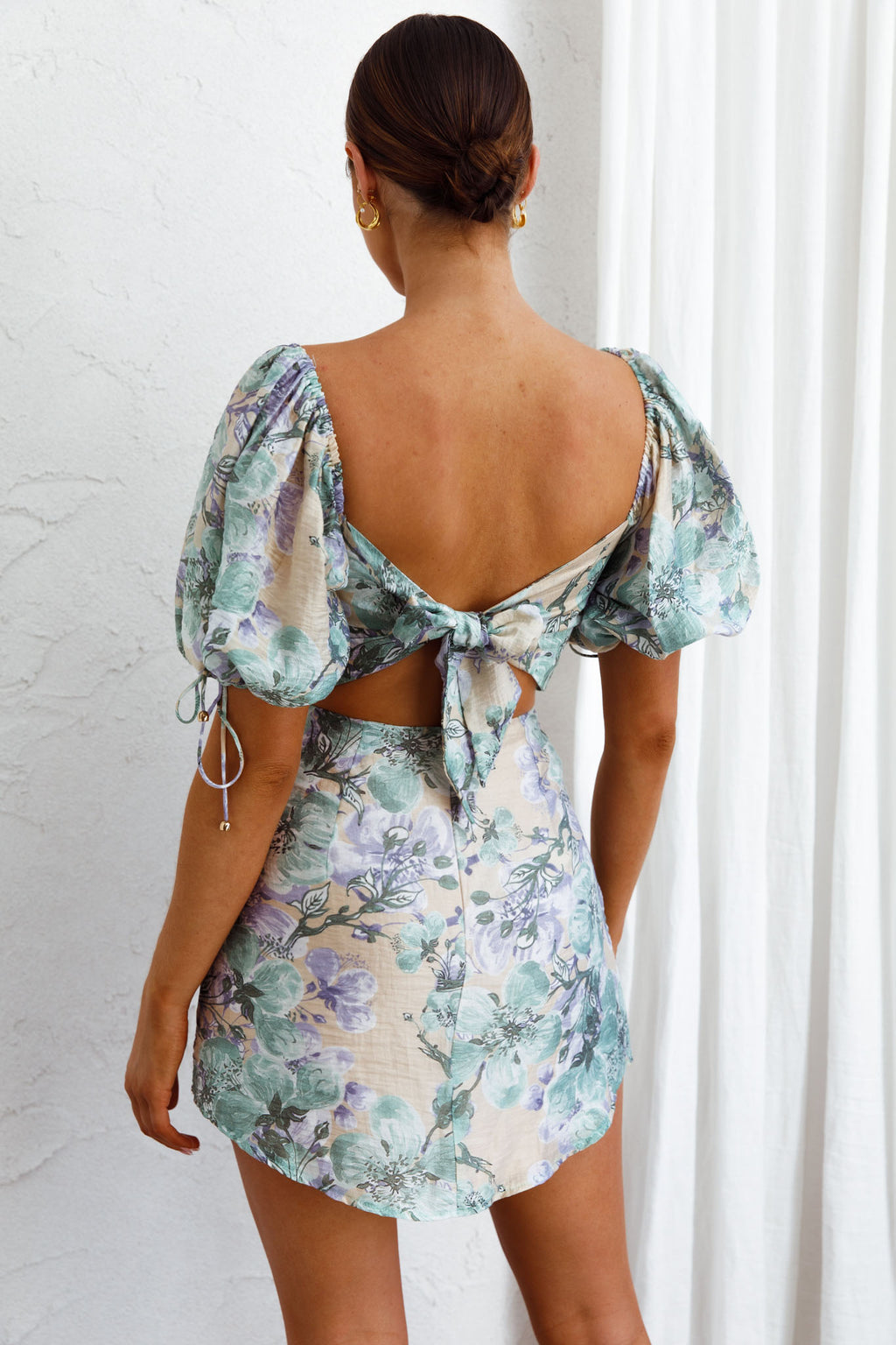 Addicted To Love Pleated Bust Dress Floral Purple/Beige by Selfie Leslie
