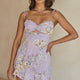 Catch Feelings Tied Shoulder Sweetheart Neckline Dress Floral Print Lilac