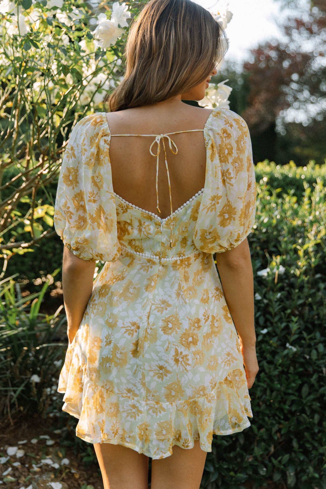 sweetheart-neck micro mini dress in pastel yellow Catch Feelings Sweetheart Neckline Dot Trim Dress Floral Print Yellow