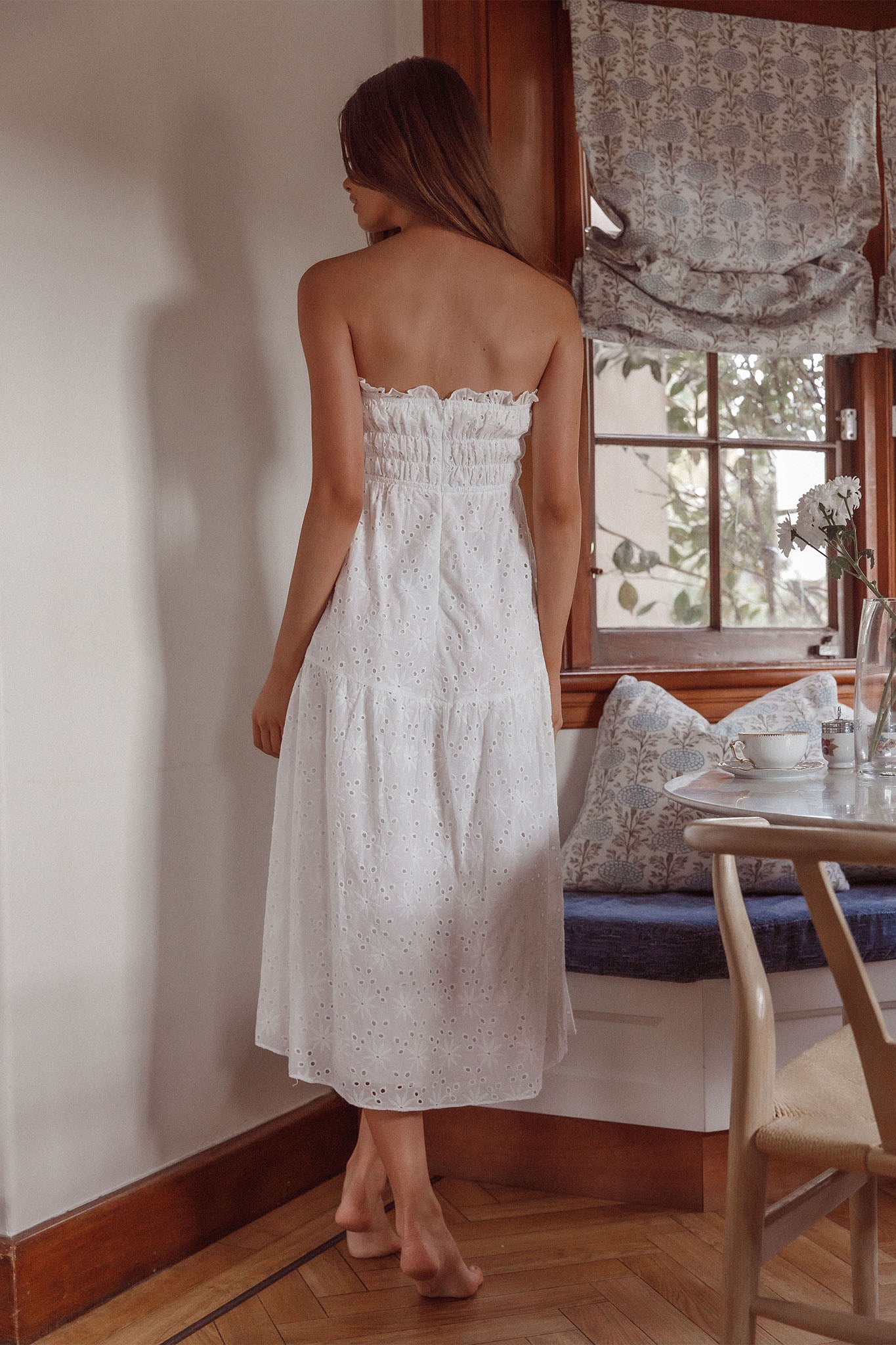 Chasing Sunshine Strapless Midi Dress White by Selfie Leslie