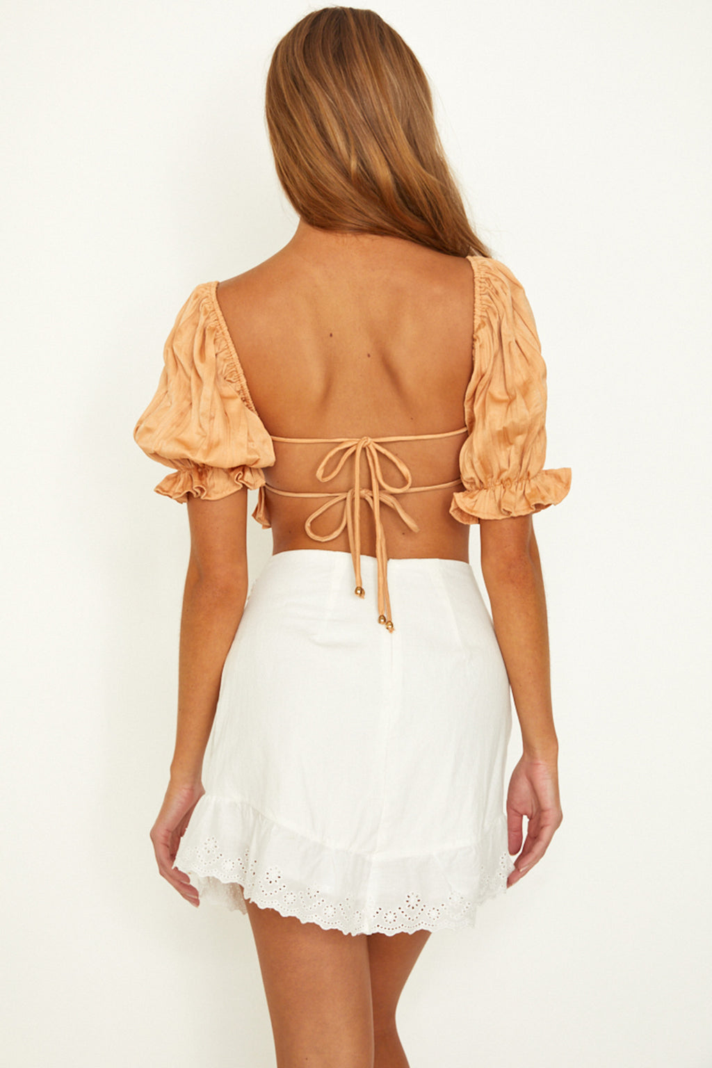 Aline Tie Back Crop Top Tangerine by Selfie Leslie