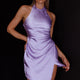 Sonoma Halterneck Faux Wrap Twist Back Mini Dress Lilac