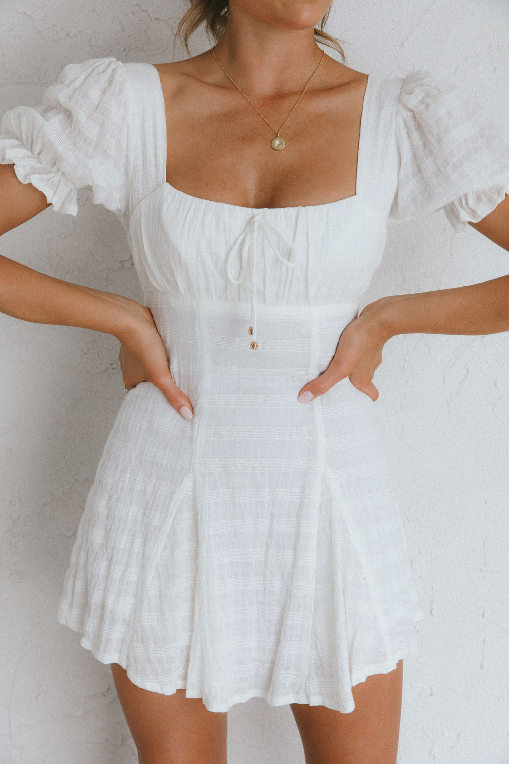 Promise Keepers Puff Sleeve Mini Dress White by Selfie Leslie