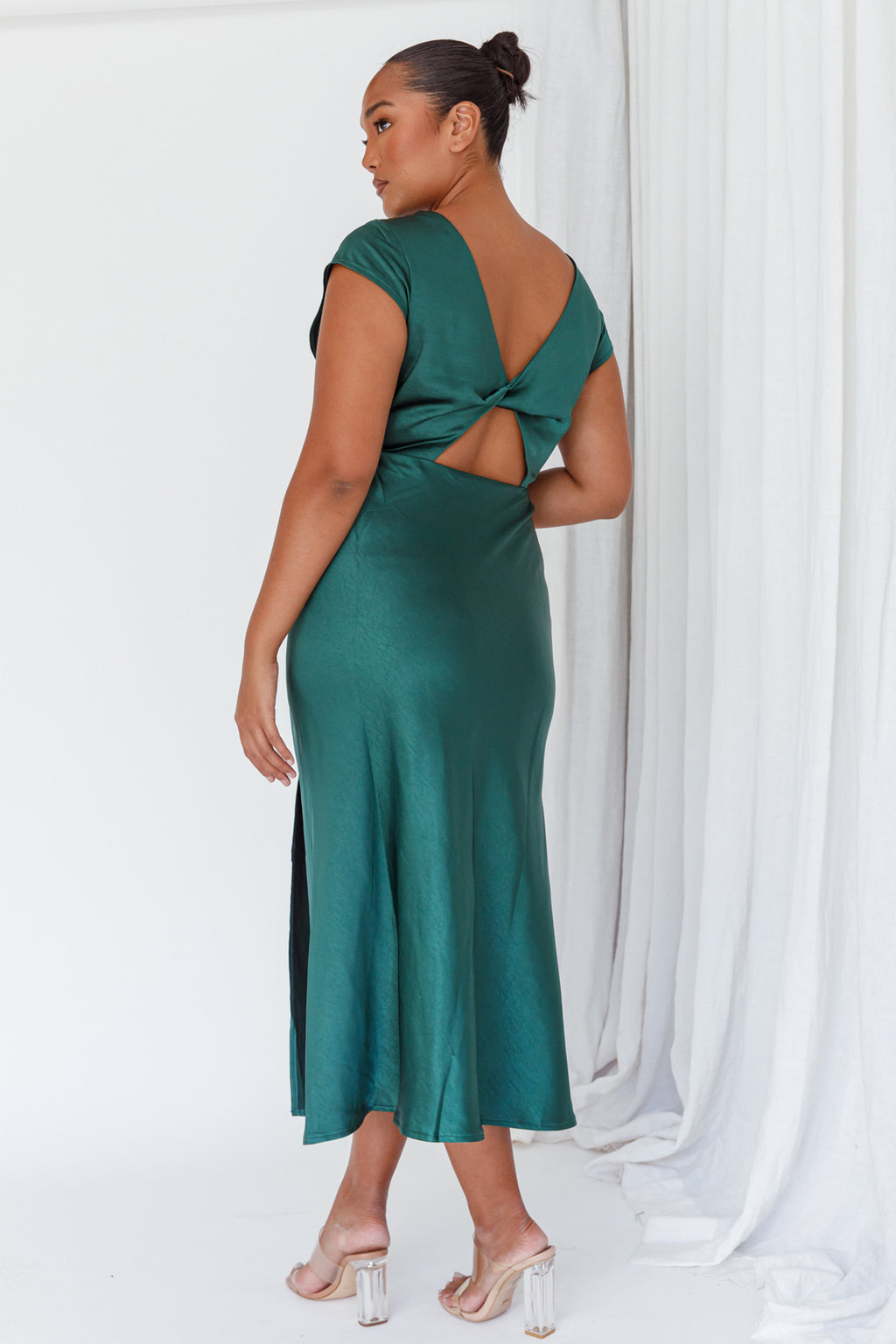 Lucinda Twist Back Midi Dress Jade by Selfie Leslie