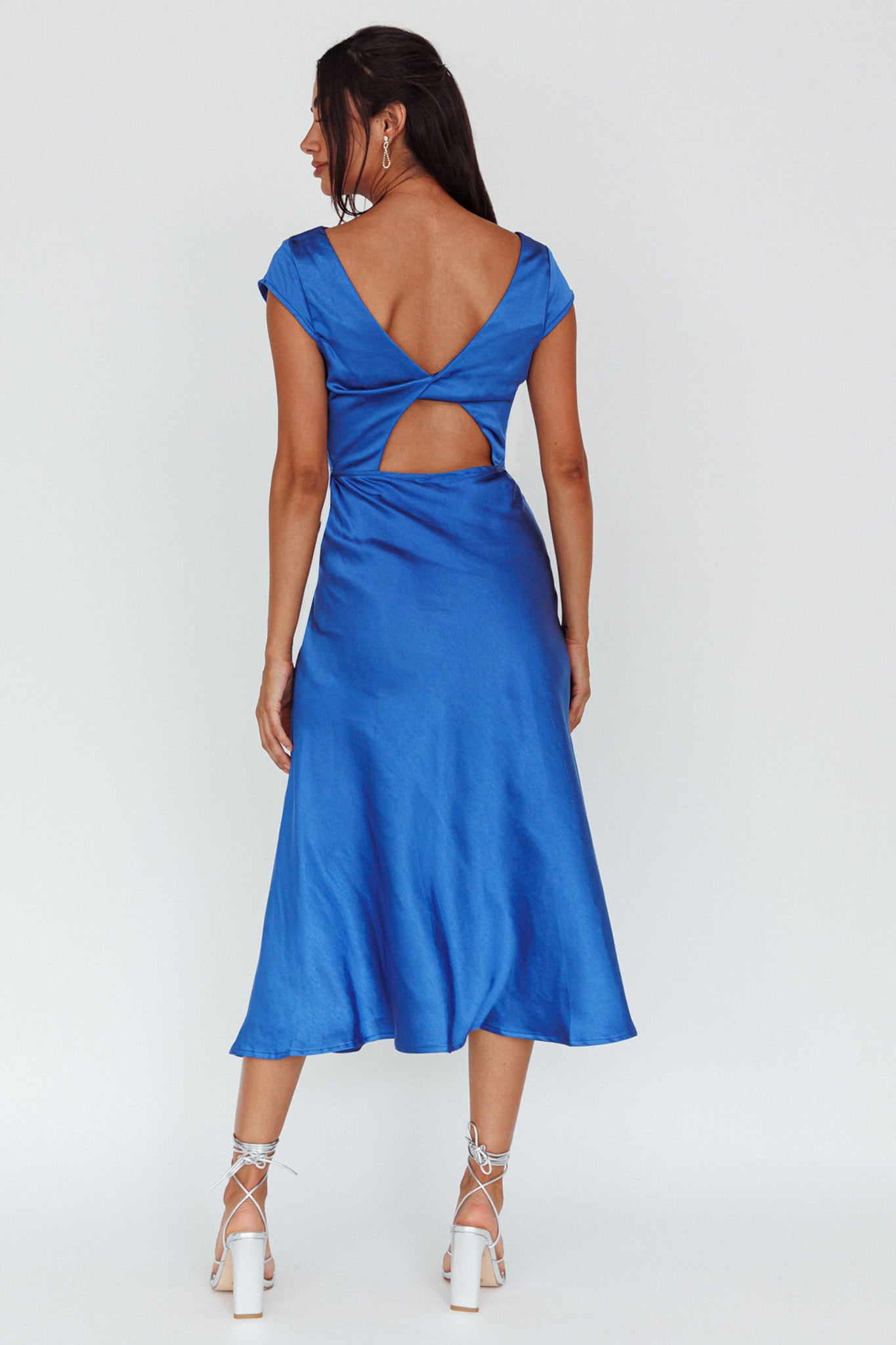 Lucinda Twist Back Midi Dress Navy by Selfie Leslie
