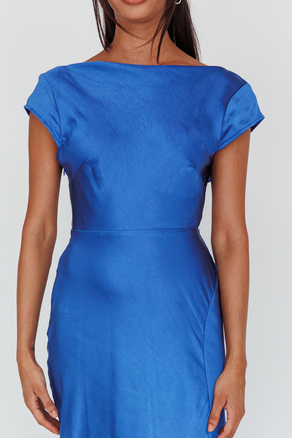 Lucinda Twist Back Midi Dress Navy by Selfie Leslie