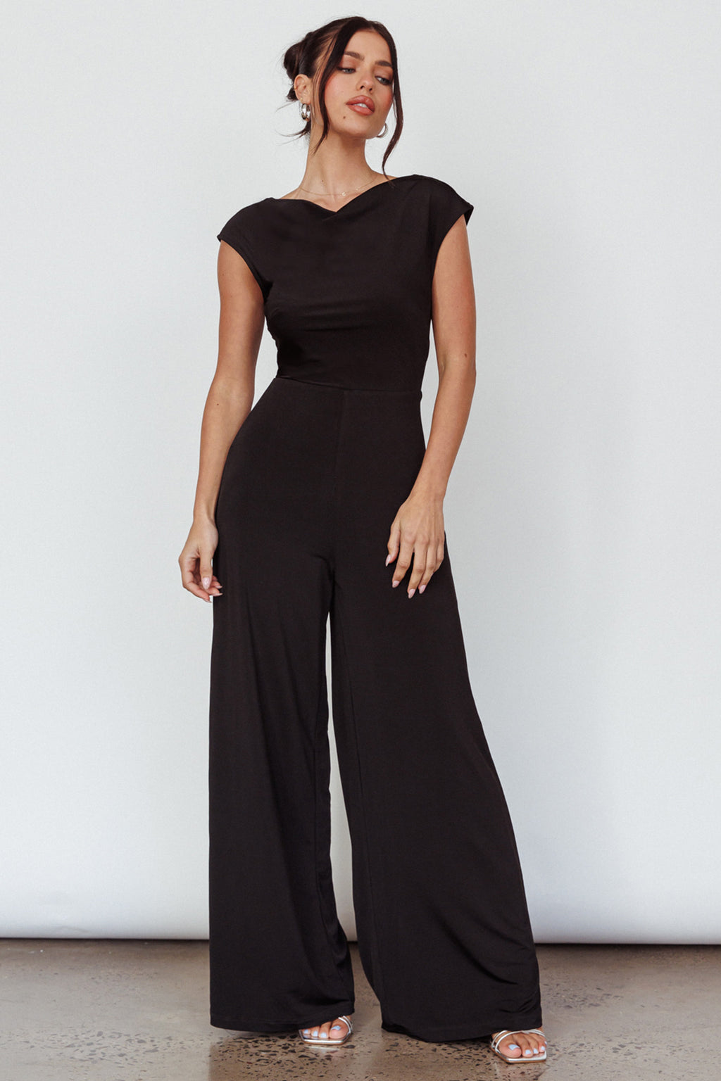 Lucinda Twist Back Jumpsuit Black by Selfie Leslie