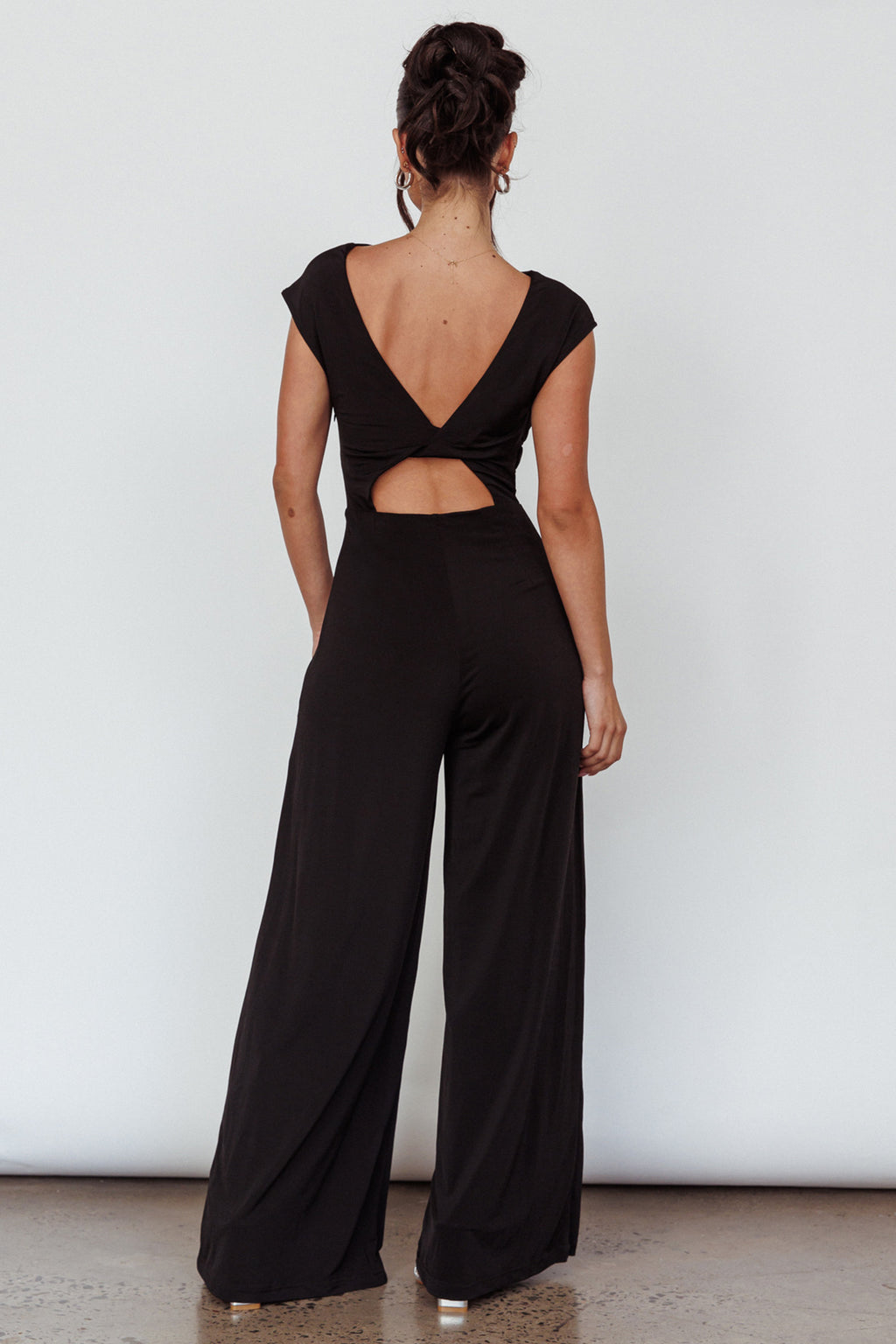 Lucinda Twist Back Jumpsuit Black by Selfie Leslie