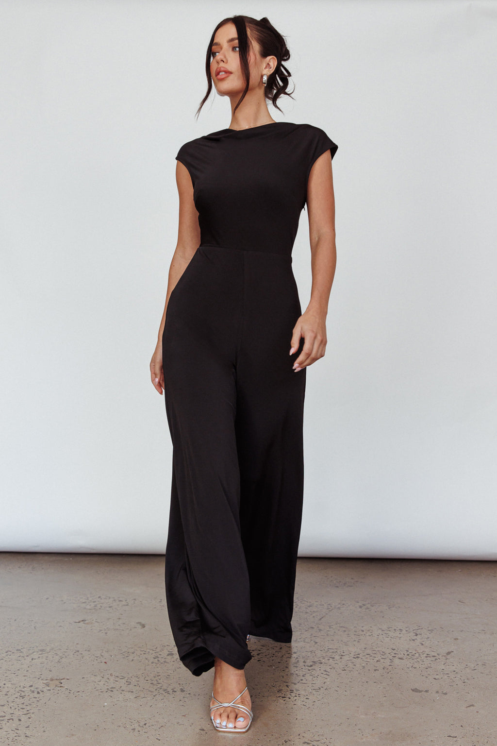 Lucinda Twist Back Jumpsuit Black by Selfie Leslie