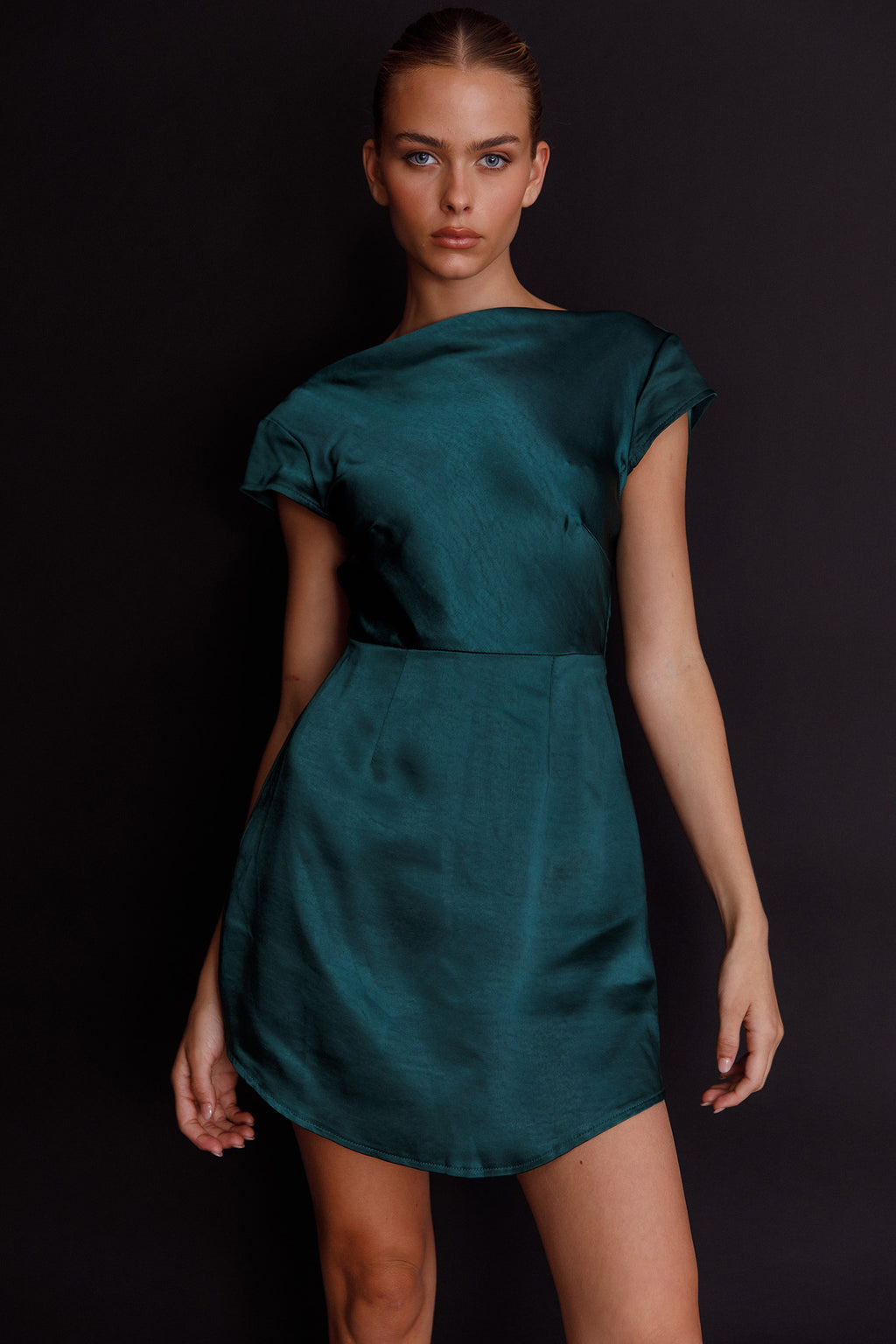 Lucinda Twist Back Mini Dress Jade by Selfie Leslie