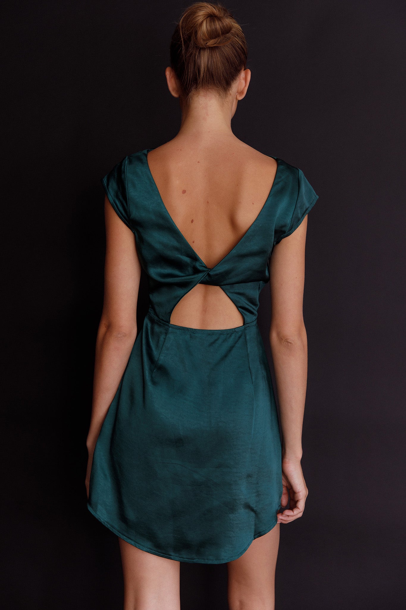 Lucinda Twist Back Mini Dress Jade by Selfie Leslie