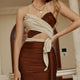 Friday Night Wrap Style Adjustable Top Sparkly Beige/Chocolate