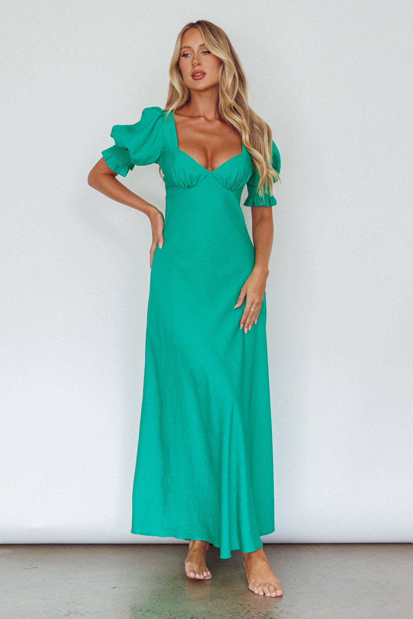Brigita Tied Back Midi Dress Green by Selfie Leslie