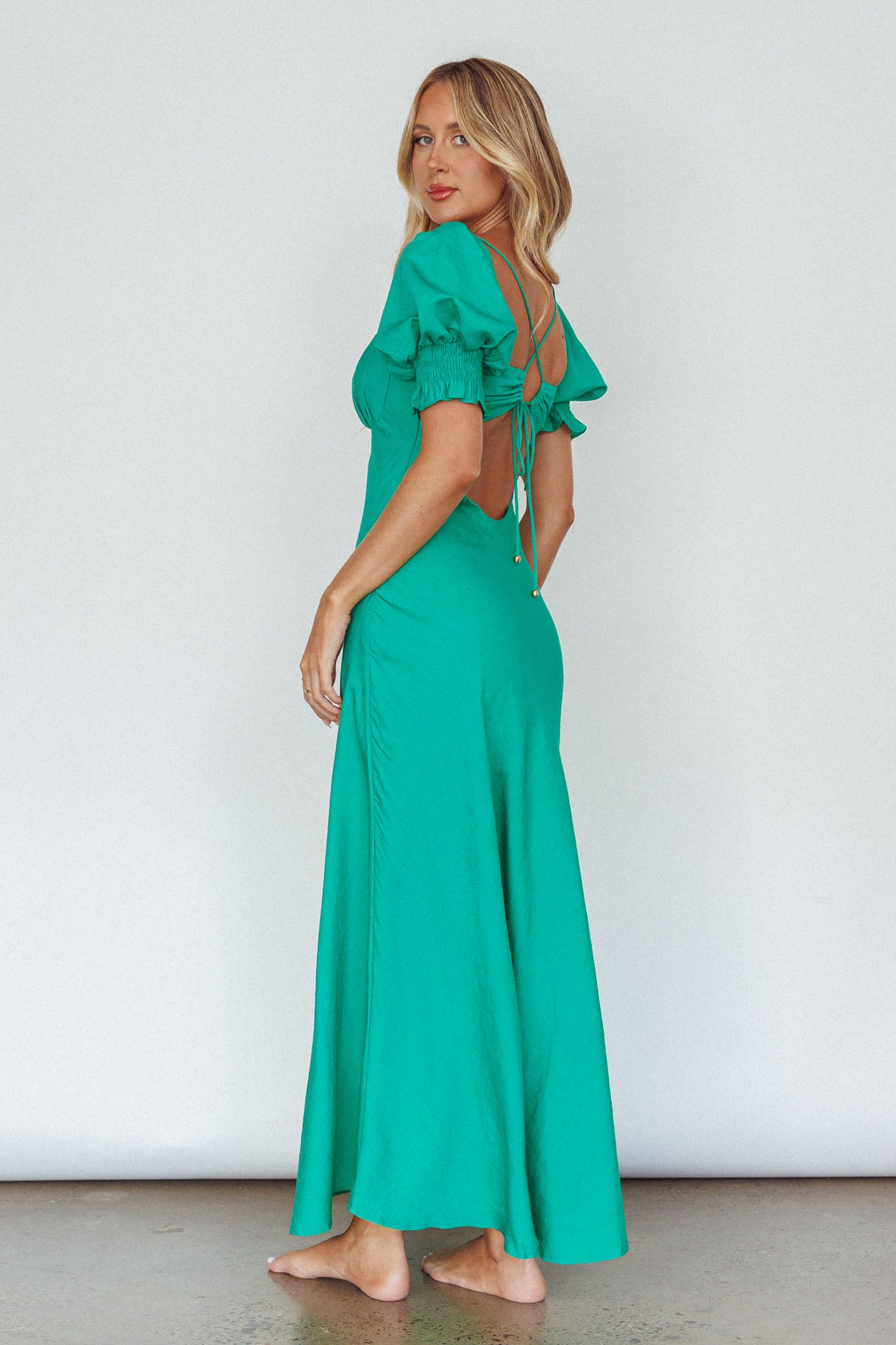 Brigita Tied Back Midi Dress Green by Selfie Leslie