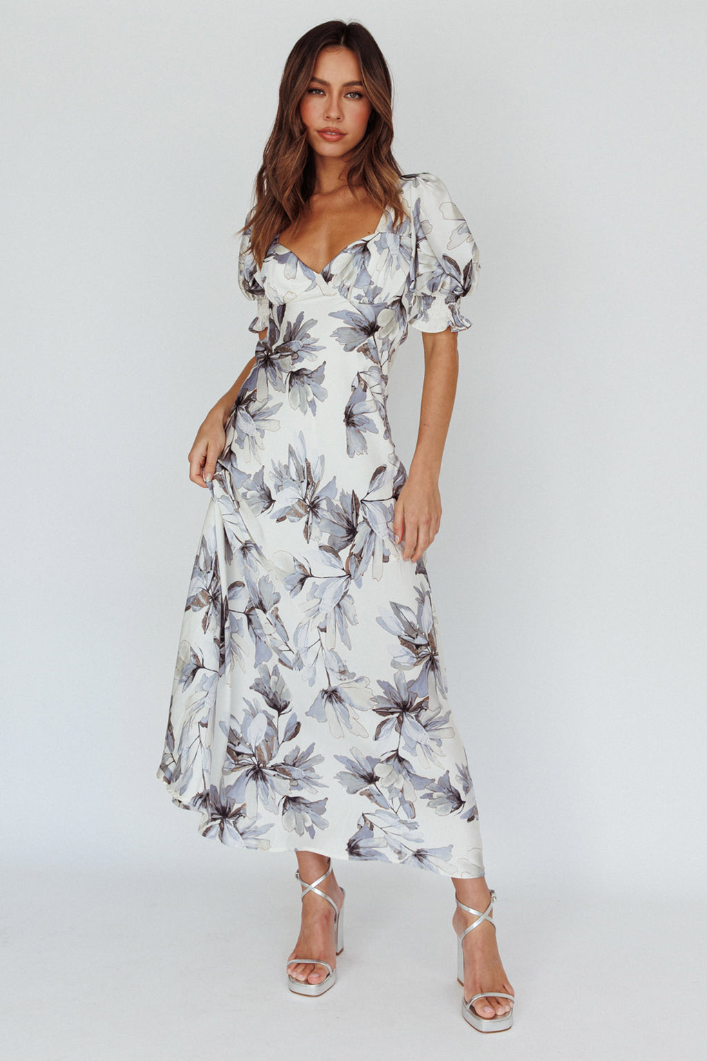 Brigita Tied Back Maxi Dress Floral Blue by Selfie Leslie