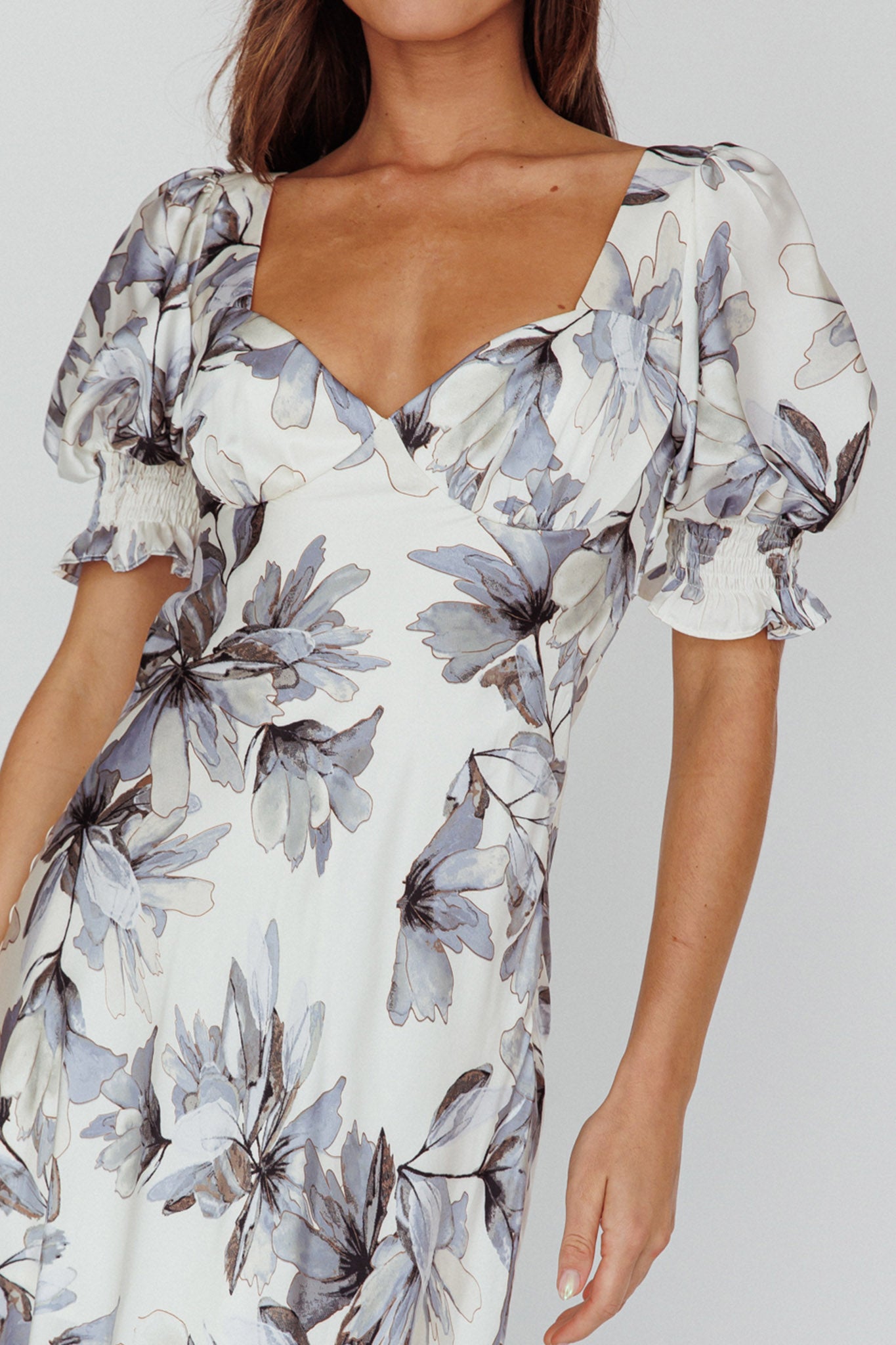 Brigita Tied Back Maxi Dress Floral Blue by Selfie Leslie