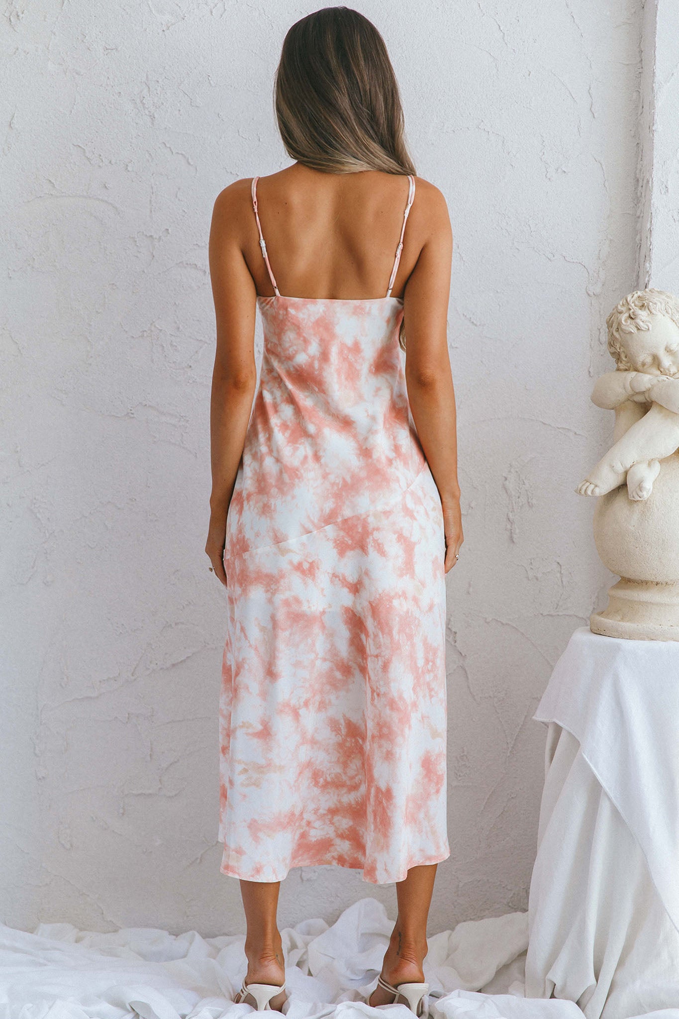 She Reigns Twist Bust Split Midi Dress Tie Dye Pink by Selfie Leslie