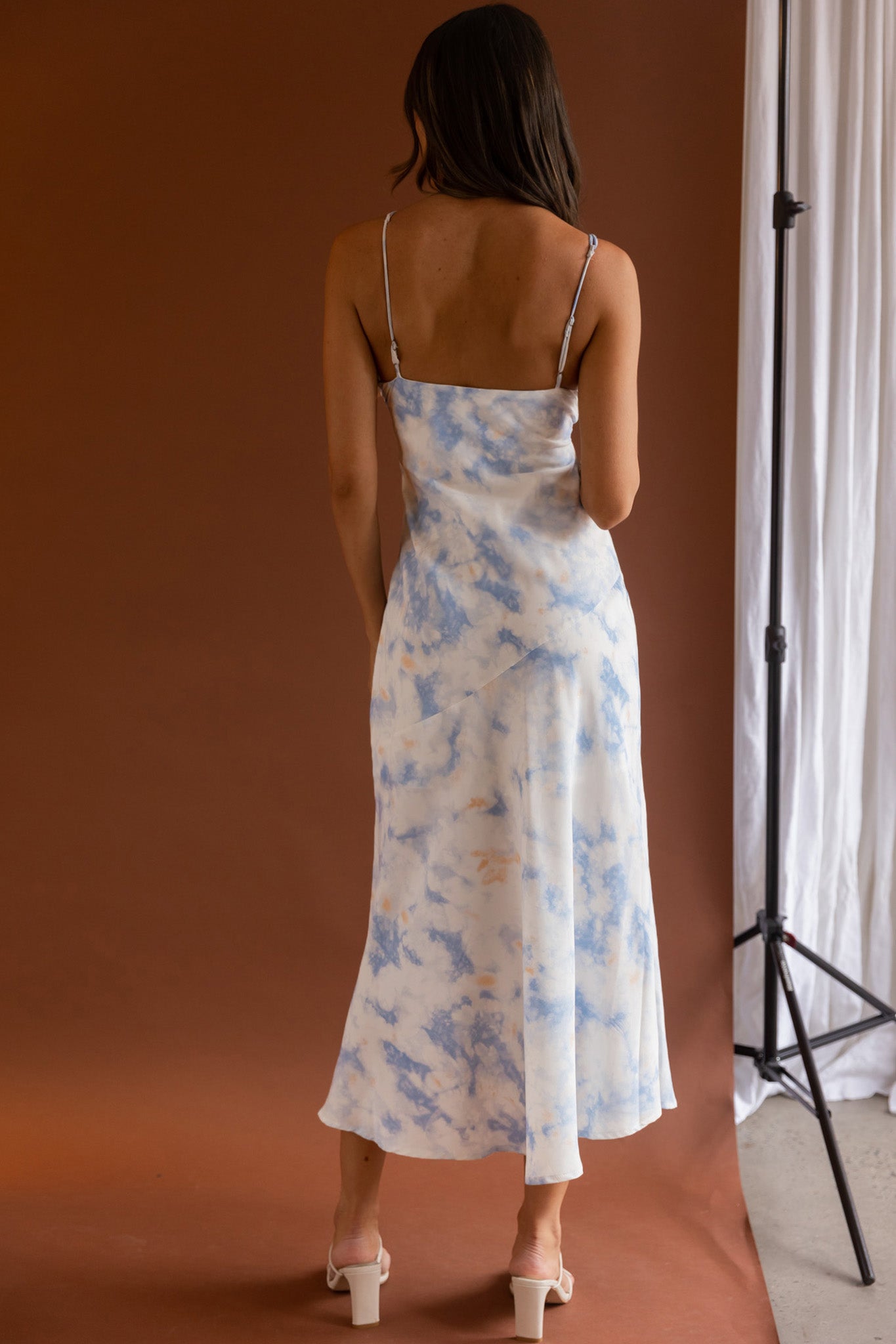 She Reigns Twist Bust Split Midi Dress Tie Dye Blue by Selfie Leslie