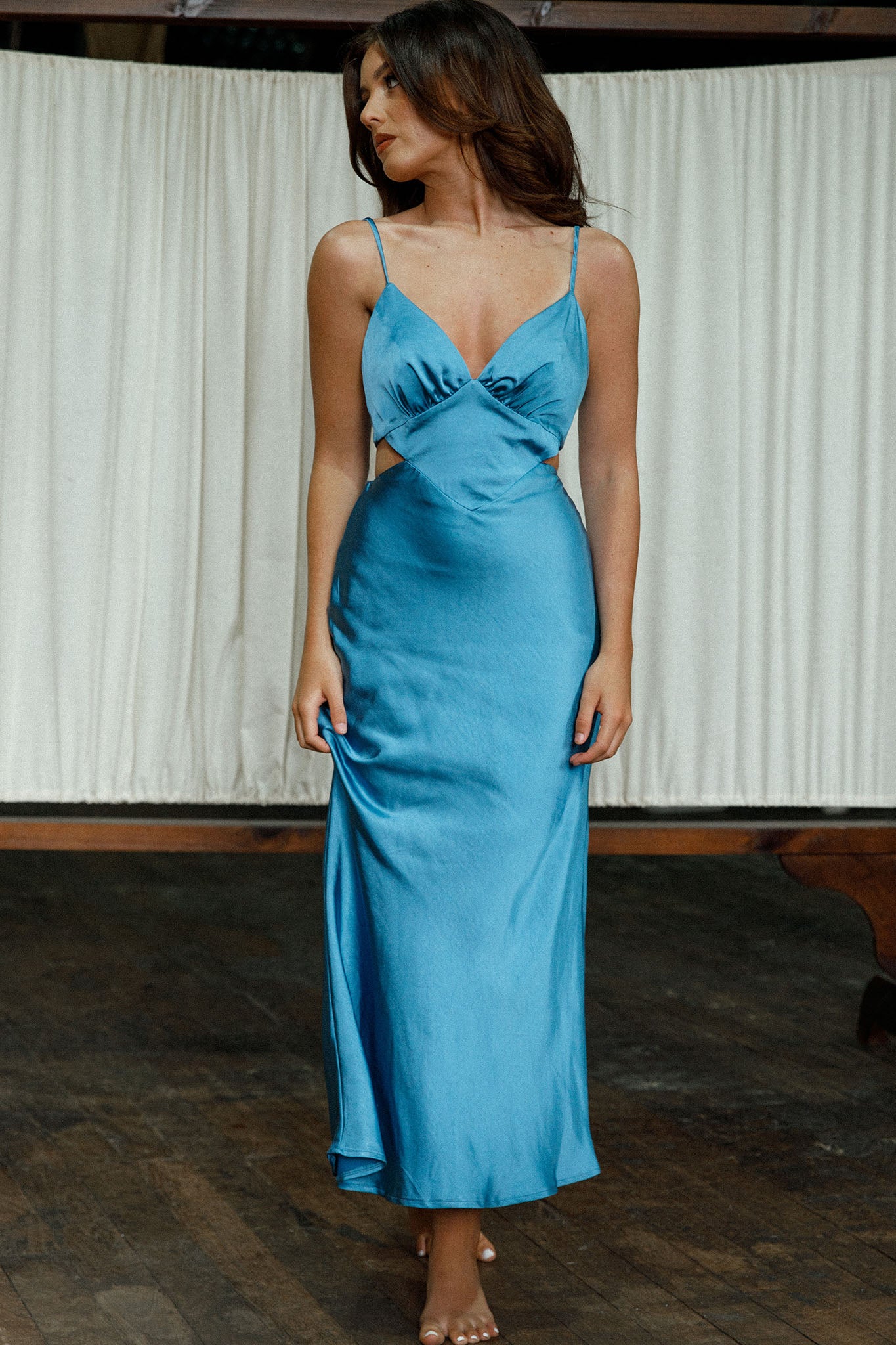 blue platypus dress Treasure Bias Cut Maxi Dress Blue
