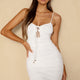 Spring Break Tied Bust Ruched Bodycon Mini Dress White