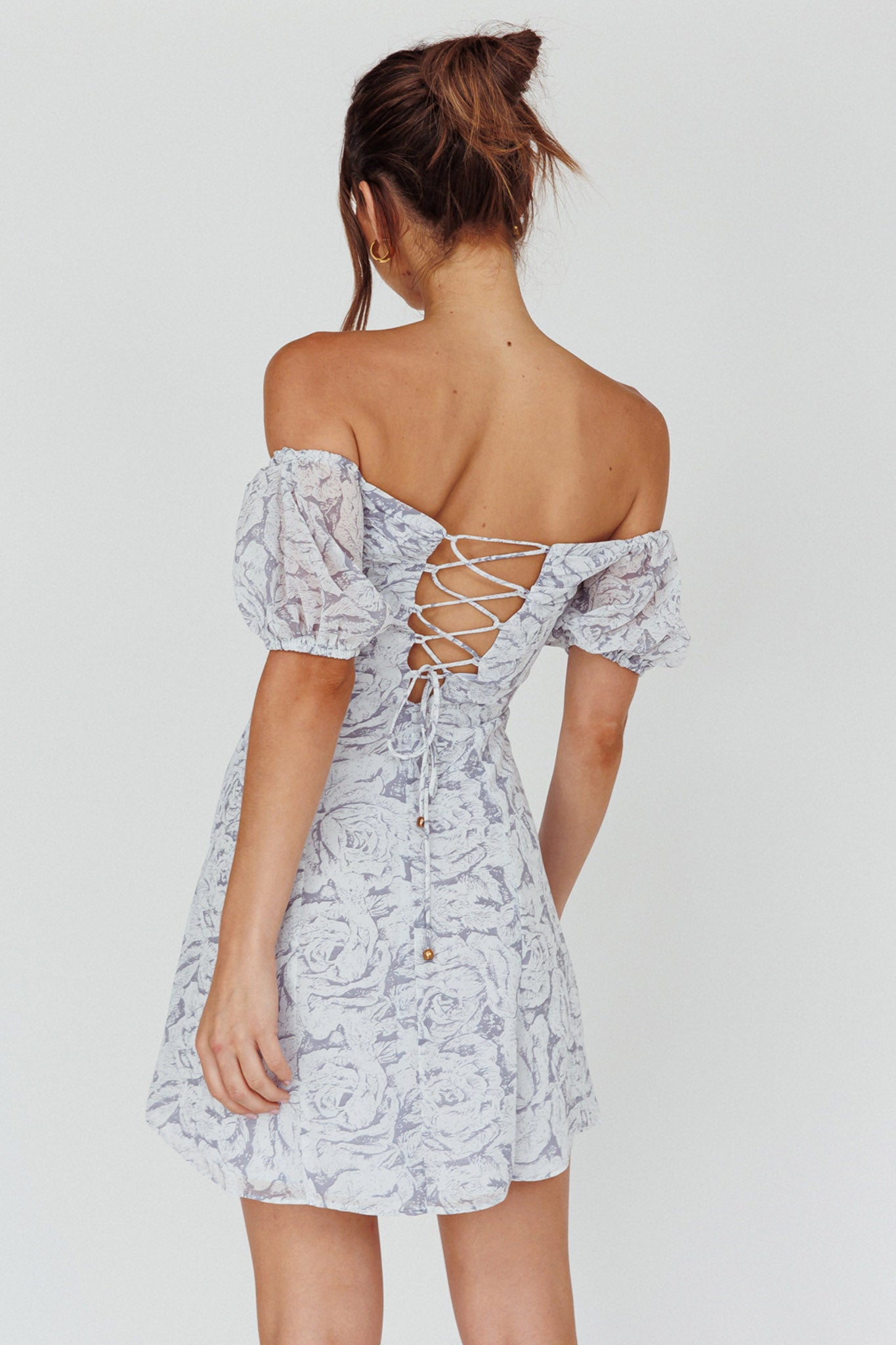 Summer To Remember Lace-Up Back Dress Floral Ink by Selfie Leslie