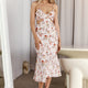 Cariba Cut-Out Waist Midi Dress Floral Blush