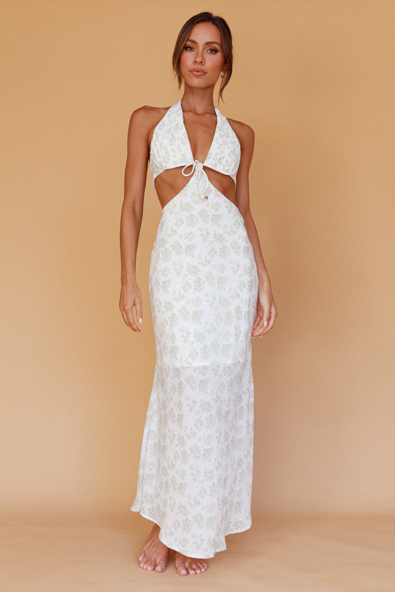 Paradise Found Cut-Out Midi Dress Floral Sage by Selfie Leslie