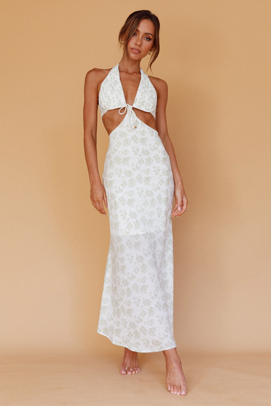 Paradise Found Cut-Out Midi Dress Floral Sage by Selfie Leslie