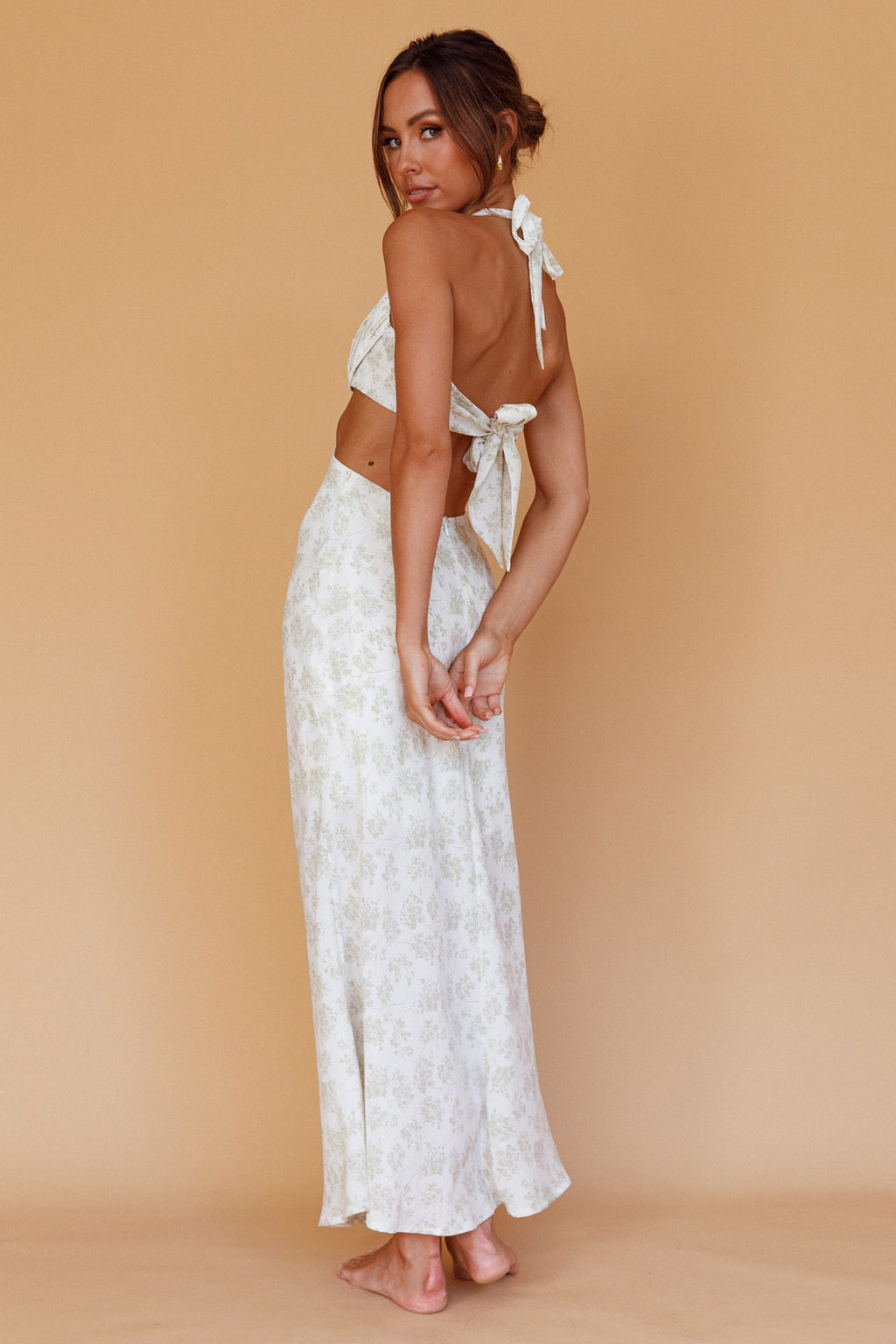 Paradise Found Cut-Out Midi Dress Floral Sage by Selfie Leslie
