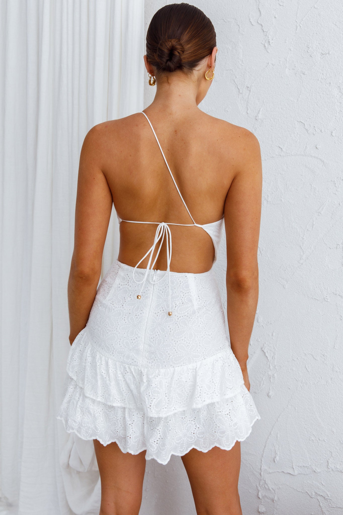 Alexia One-Shoulder Mini Dress White by Selfie Leslie
